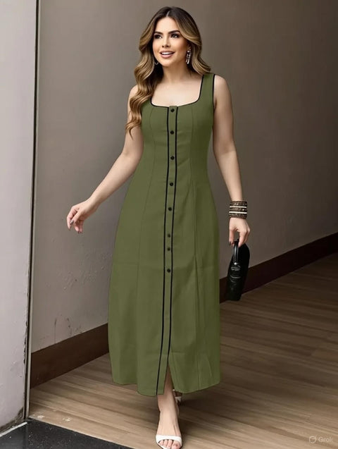 Vestido Aurora Rario10 – Elegância Vibrante com Botões Frontais