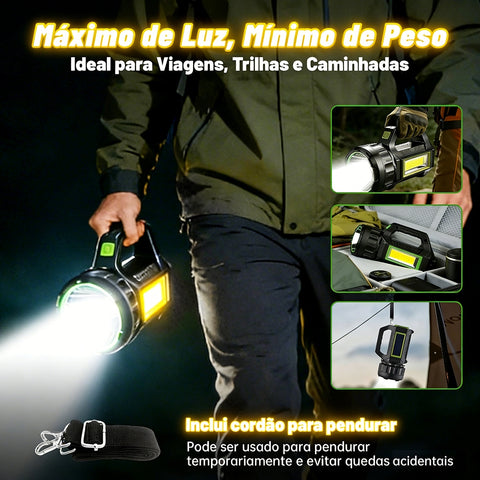 Lanterna LED 150.000 Lúmens Solar + USB | 30W 20000mAh Power Bank IPX4