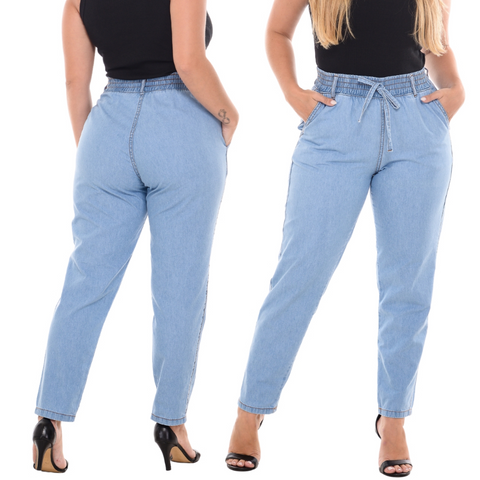 Calça Jeans Feminina Cintura Alta Capri Tecido Leve
