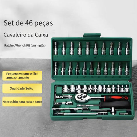 Jogo de Chave Catraca 46 Peças com Maleta | Soquetes Profissional