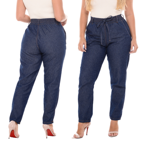 Calça Jeans Feminina Cintura Alta Capri Tecido Leve