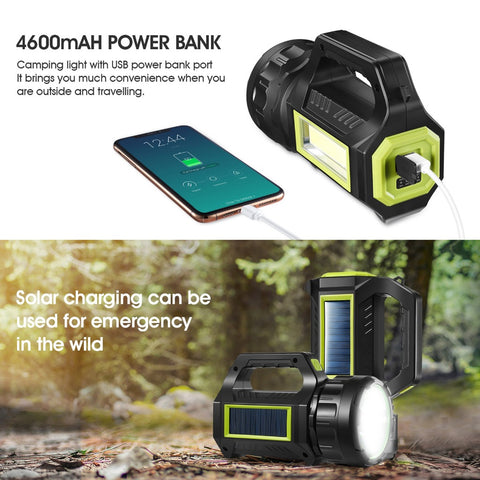 Lanterna LED 150.000 Lúmens Solar + USB | 30W 20000mAh Power Bank IPX4