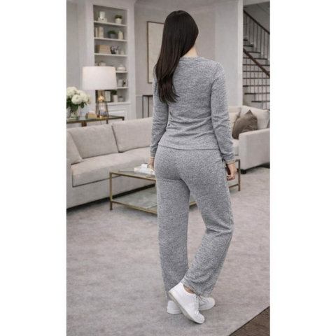 Conjunto Feminino Lanzinha 2 Peças – Blusa Manga Longa + Calça Pantalona Rario10