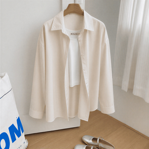 Camisa Social Feminina em Crepinho com Elastano Manga Longa