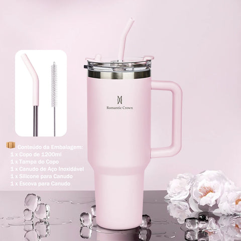 Copo Térmico Inox 1200ml com Tampa e Canudo | Produto Nacional