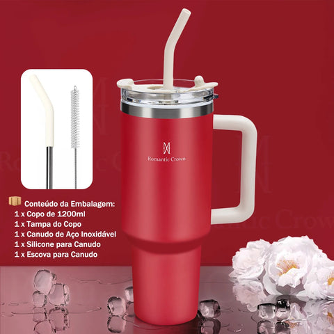 Copo Térmico Inox 1200ml com Tampa e Canudo | Produto Nacional