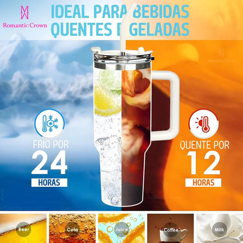 Copo Térmico Inox 1200ml com Tampa e Canudo | Produto Nacional