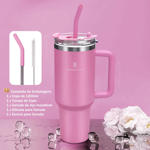 Copo Térmico Inox 1200ml com Tampa e Canudo | Produto Nacional