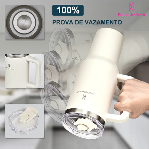 Copo Térmico Inox 1200ml com Tampa e Canudo | Produto Nacional