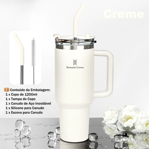 Copo Térmico Inox 1200ml com Tampa e Canudo | Produto Nacional