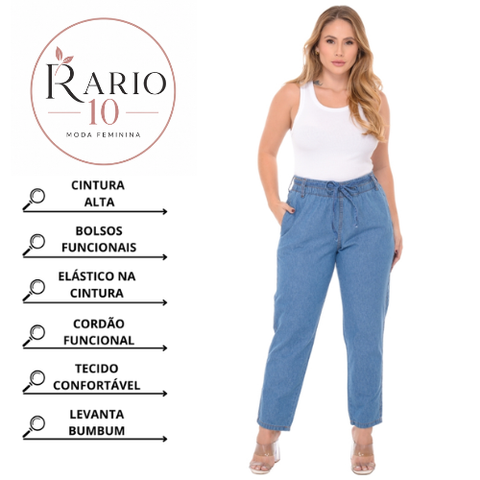 Calça Jeans Feminina Cintura Alta Capri Tecido Leve