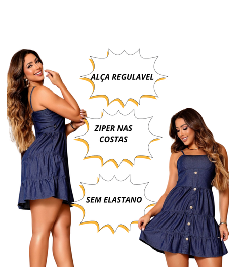Vestido Jeans Luana com Babado Soltinho Rario10 – Feminino, Leve e Atemporal | P ao GG