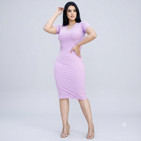 Vestido Canelado Tubinho Casual Midi Social Moda