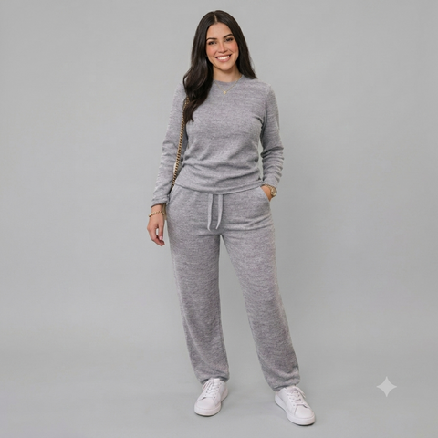 Conjunto Feminino Lanzinha 2 Peças – Blusa Manga Longa + Calça Pantalona Rario10