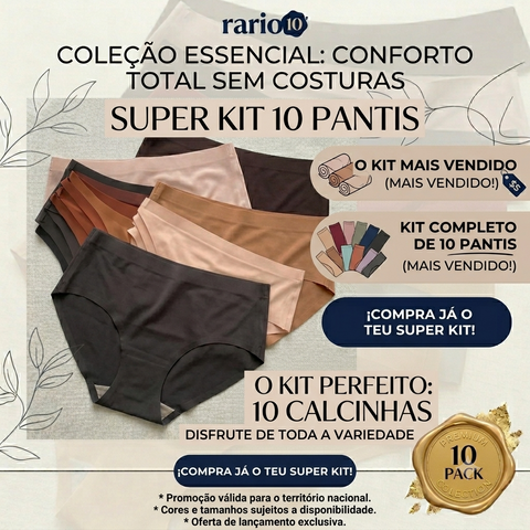 Kit Calcinhas Cintura Alta Sem Costura Rario10 – Confortável, Leve e Sem Marca | P/M e G/GG