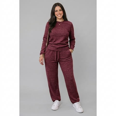Conjunto Feminino Lanzinha 2 Peças – Blusa Manga Longa + Calça Pantalona Rario10