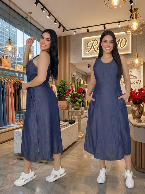 Vestido Mídi Tencel Jeans Rario10 – Leve, Fluido e Sofisticado | M ao EXG