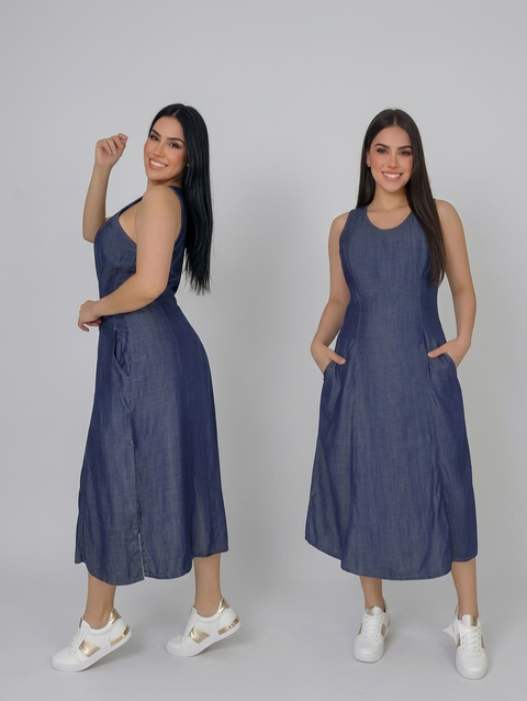 Vestido Mídi Tencel Jeans Rario10 – Leve, Fluido e Sofisticado | M ao EXG
