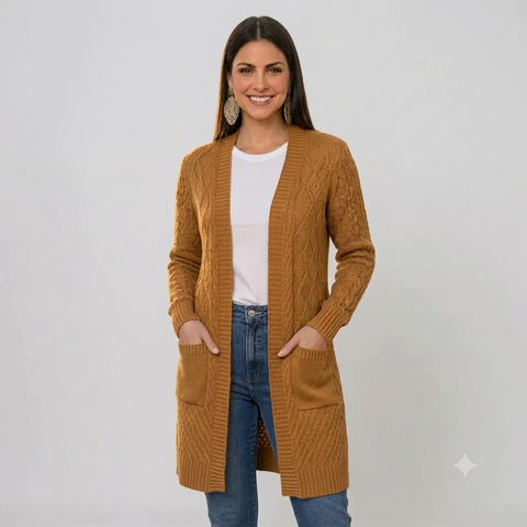 Casaco Feminino em Tricô com Bolsos