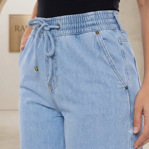 Calça Pantalona Wide Leg Jeans Feminina Cintura Alta Rario10.com.br