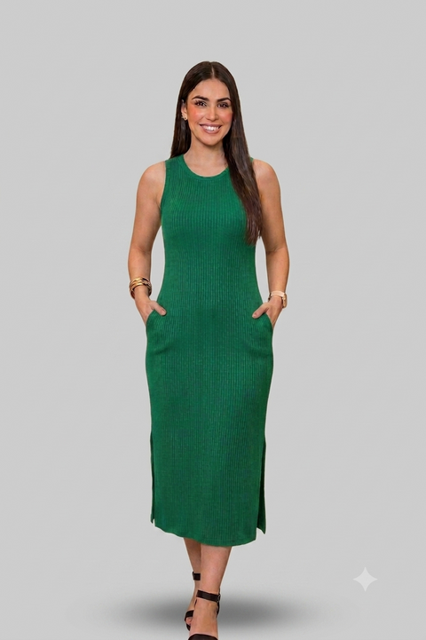 Kit 2 Vestido Midi Regata com Fenda Lateral
