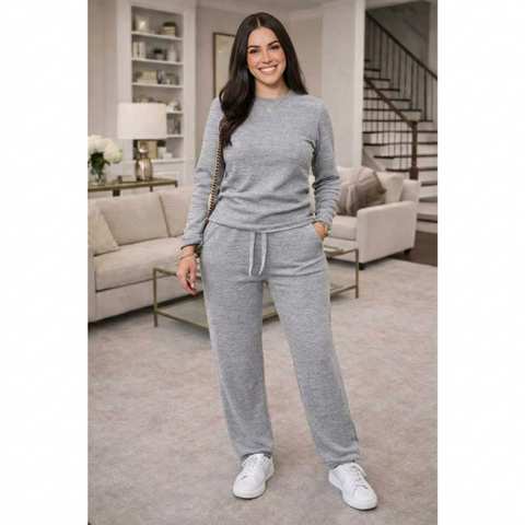Conjunto Feminino Lanzinha 2 Peças – Blusa Manga Longa + Calça Pantalona Rario10