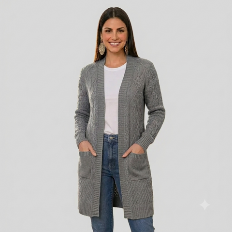 Casaco Feminino em Tricô com Bolsos