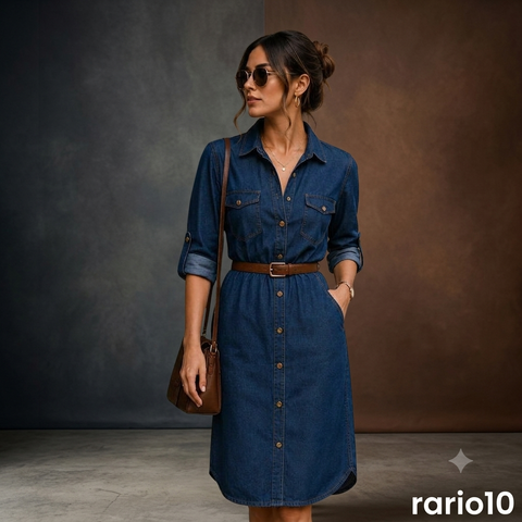 Camisa Chemise Jeans Feminina Rario10 – Estilo Atemporal em Jeans Premium | P ao GG