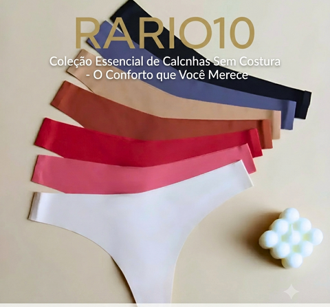 Kit Calcinhas Fio Dental Sem Costura Rario10 – Corte a Laser | Forro 100% Algodão | P ao GG