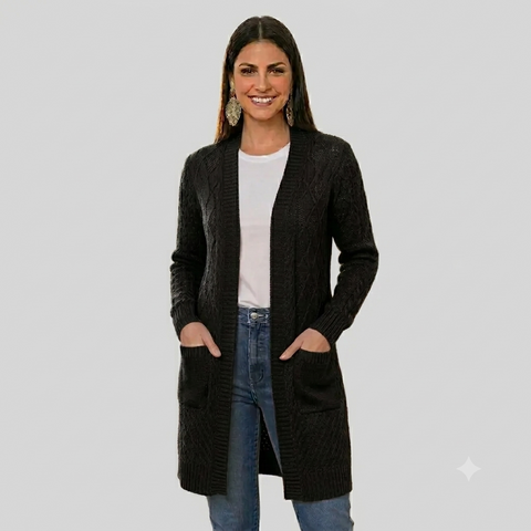 Casaco Feminino em Tricô com Bolsos