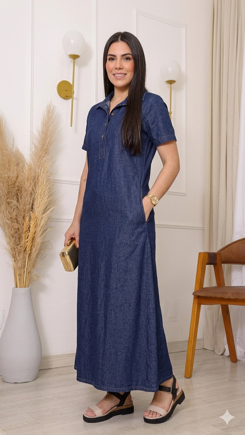 Vestido Longo Jeans Rario10 – Modelagem Perfeita com Bolso | Do 38 ao 46