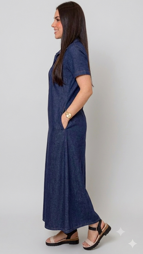 Vestido Longo Jeans Rario10 – Modelagem Perfeita com Bolso | Do 38 ao 46