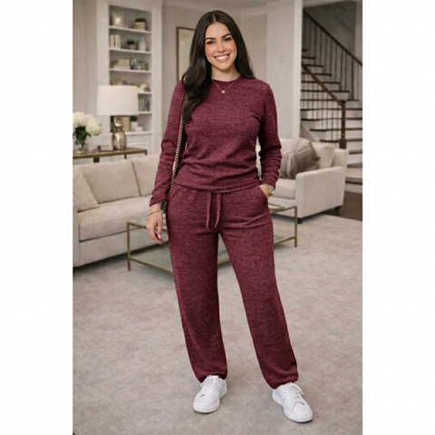 Conjunto Feminino Lanzinha 2 Peças – Blusa Manga Longa + Calça Pantalona Rario10