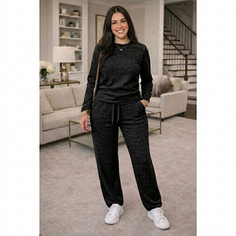 Conjunto Feminino Lanzinha 2 Peças – Blusa Manga Longa + Calça Pantalona Rario10