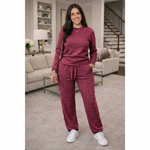 Conjunto Feminino Lanzinha 2 Peças – Blusa Manga Longa + Calça Pantalona Rario10