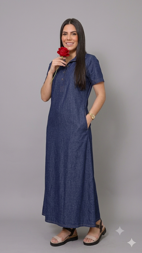 Vestido Longo Jeans Rario10 – Modelagem Perfeita com Bolso | Do 38 ao 46