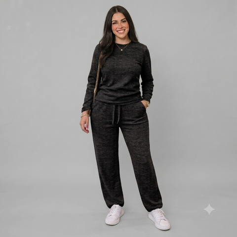 Conjunto Feminino Lanzinha 2 Peças – Blusa Manga Longa + Calça Pantalona Rario10