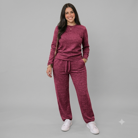 Conjunto Feminino Lanzinha 2 Peças – Blusa Manga Longa + Calça Pantalona Rario10