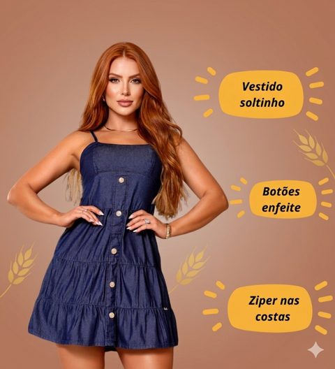 Vestido Jeans Luana com Babado Soltinho Rario10 – Feminino, Leve e Atemporal | P ao GG