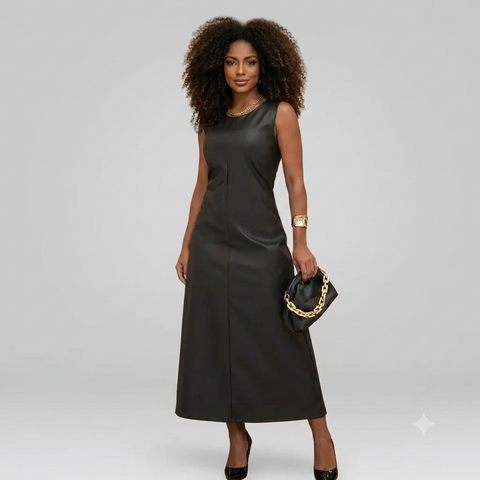 Vestido Feminino Regata em Couro Soltinho