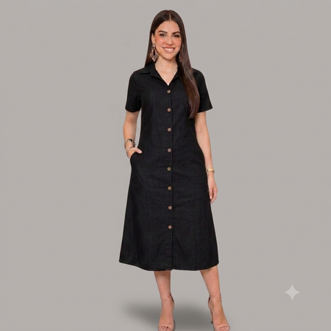 Vestido Midi Chemise com Bolso | Casual e Social