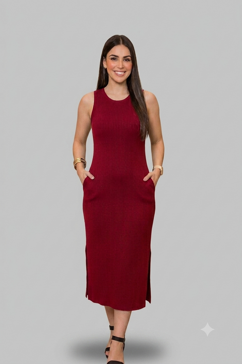 Kit 2 Vestido Midi Regata com Fenda Lateral