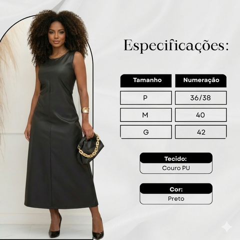 Vestido Feminino Regata em Couro Soltinho