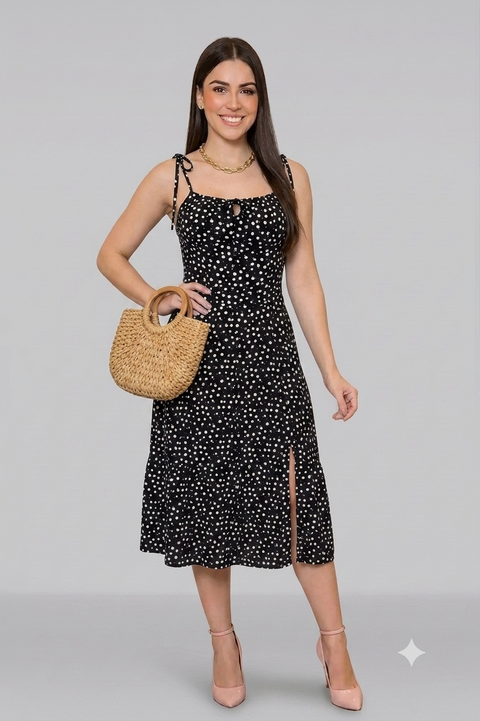 Vestido Feminino Mídi Romântico Estampa Floral