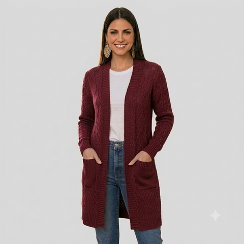 Casaco Feminino em Tricô com Bolsos