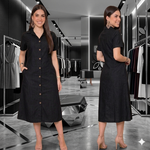 Vestido Midi Chemise com Bolso | Casual e Social