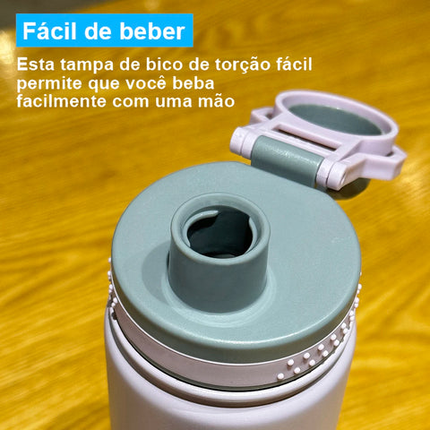 Garrafa Térmica com Canudo de Aço Inoxidável