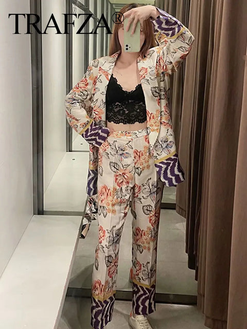 Conjunto Feminino Blazer e Calça Floral