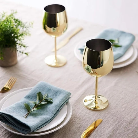 Taça Para Vinho em Aço Inoxidável 6 pçs
