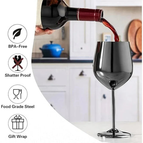 Cálice de Vinho de Aço Inoxidável 500ml